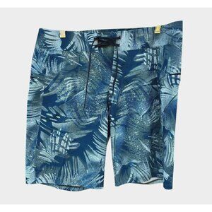 LULULEMON Current State Board Shorts Blue Splatter Tropical Palm Swim